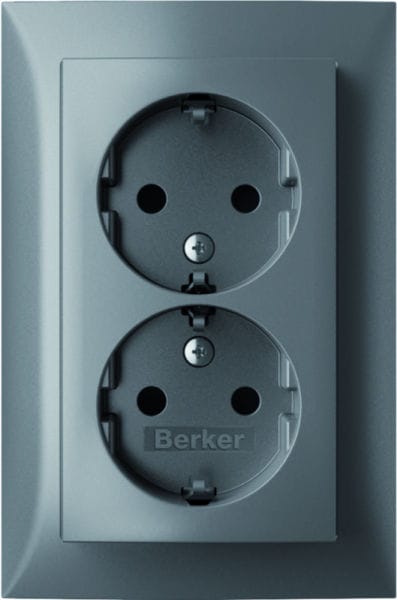 BERKER - S.1 Doppelsteckdose mit Abdeckung alu matt