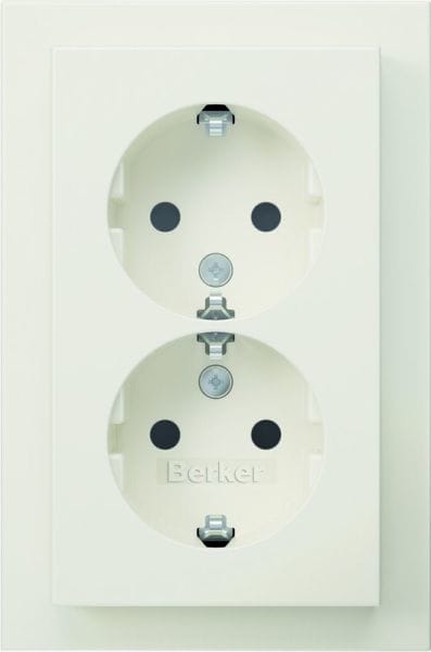 BERKER - Q.3 Doppelsteckdose mit Abdeckung polarweiß samt