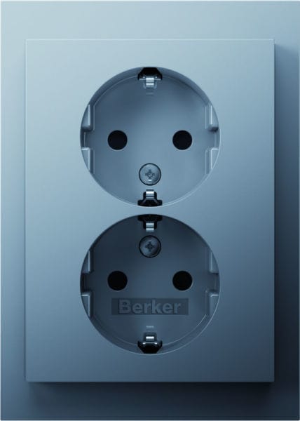 BERKER - K.5 Doppelsteckdose mit Rahmen Aluminium lackiert