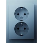BERKER - K.5 Doppelsteckdose mit Rahmen und erh. Ber.Schutz Aluminium lackiert