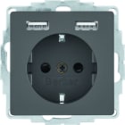 BERKER - Q.x SSD mit 2fach USB 2,4 A schwarz matt, lackiert