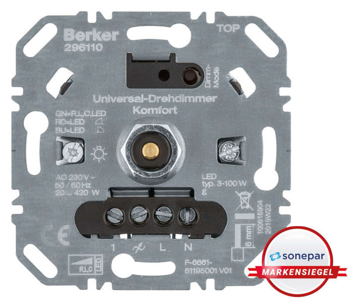 BERKER - MS! Universal-Drehdimmer 420 W LED 100 W, Nebenstellentauglich Up