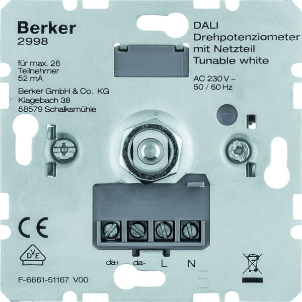 BERKER - DALI Drehpotentiometer mit Spannungsversorgung tunable white Up