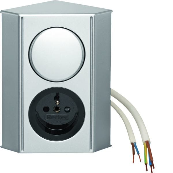 BERKER - INTEGRO TWIN-Box mit Schalter & SSD mit Schutzkontaktstift chrom/schwarz