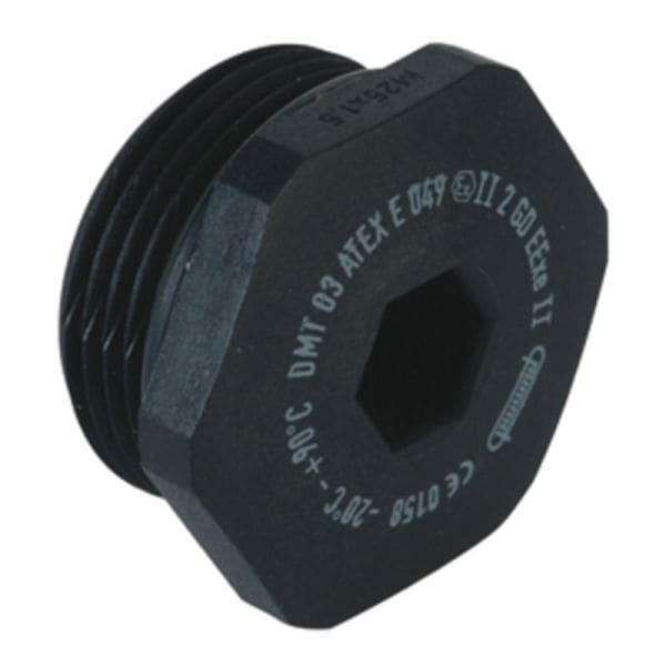 AGRO - Verschlussschraube Kunststoff M16x1.5, Ex e II, Schwarz RAL 9005,mit O-Ring NBR