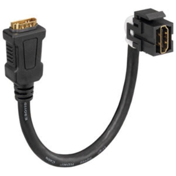 RUTENBECK - HDMI-Keystone (Buchse/Buchse), mit Kabelpeitsche (20 cm), schwarz