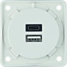 BERKER - USB Ladesteckdose 1xTyp A + Typ C Ladestrom 3A, polarweiß matt