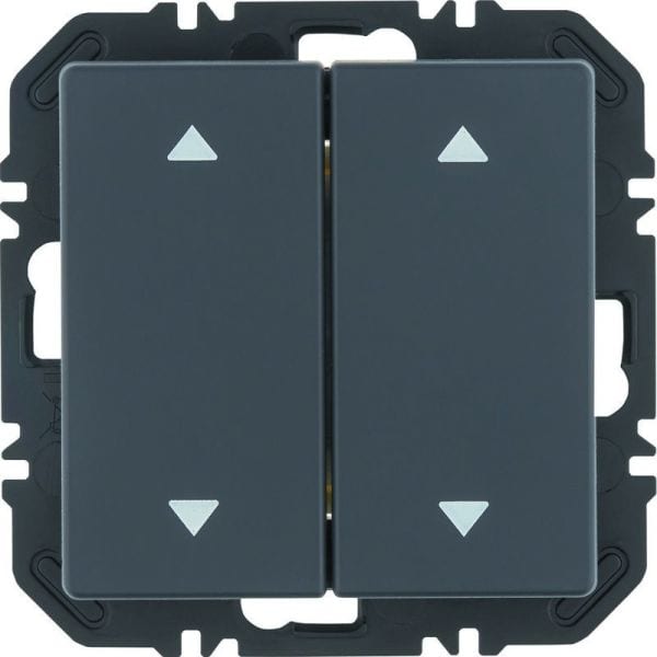 BERKER - Q.x EnOcean Modul mit Wippe 2fach mit Pfeil Aufdruck, anthrazit samt