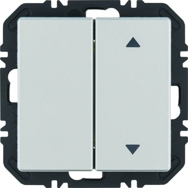 BERKER - Q.x EnOcean Modul mit Wippe 2fach mit eins. Pfeil Aufdruck, alu samt