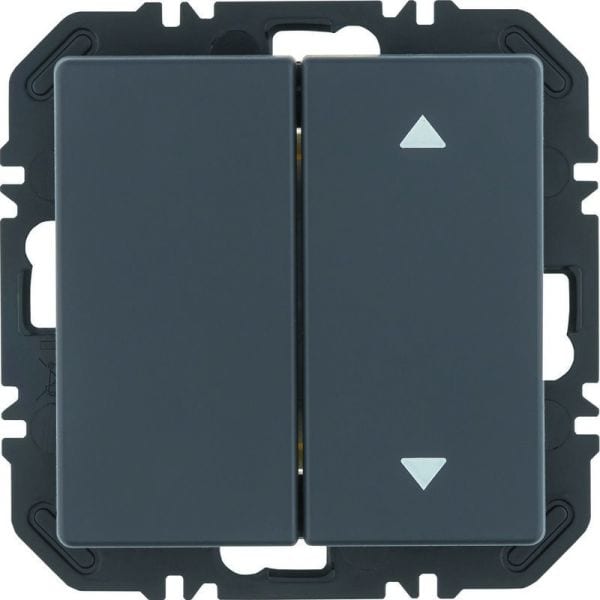 BERKER - Q.x EnOcean Modul mit Wippe 2fach mit eins. Pfeil Aufdruck, anthrazit samt