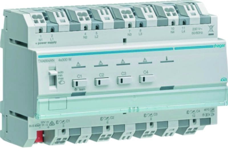 HAGER - KNX easy Univ.-/Dimmaktor 4fach 4x300W ESL/LED kombinierbar REG