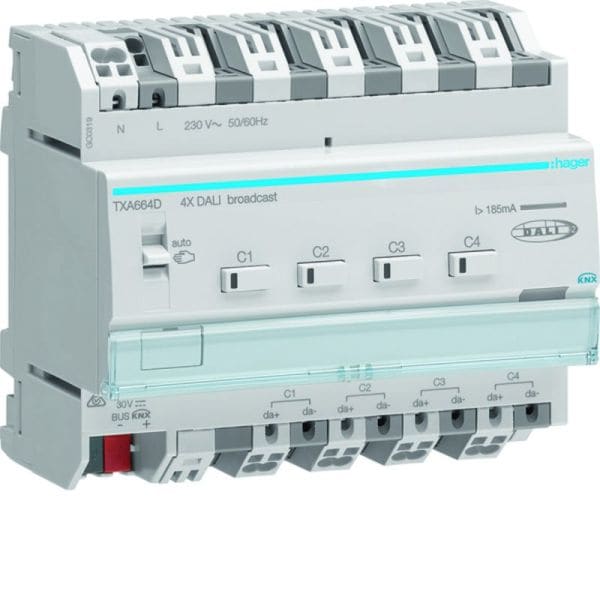 HAGER - KNX easy DALI Aktor 4fach Broadcast RGB(T)W REG