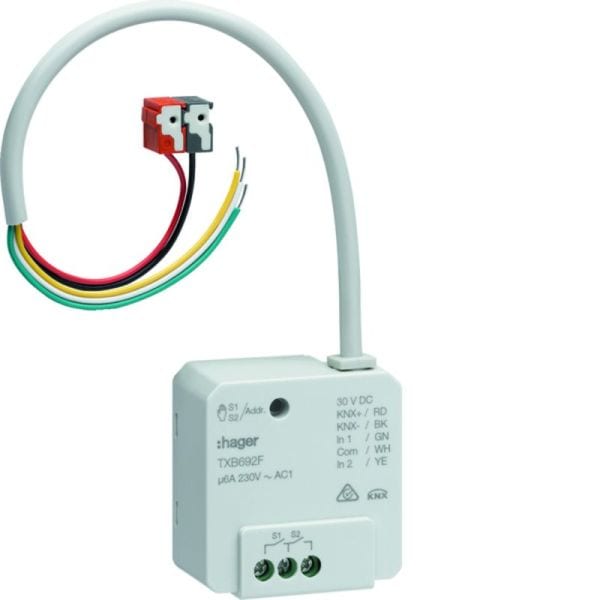 HAGER - KNX easy Schalt-/Jalousieaktor 2/1fach + 2Eingänge 6A Up