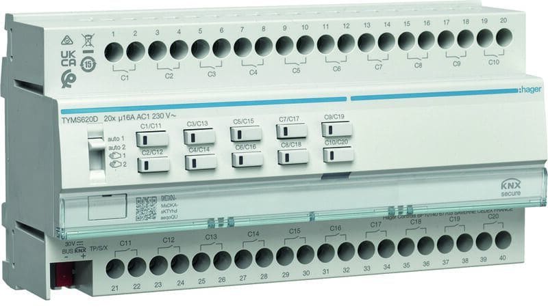 HAGER - KNX Schalt-/Jalousiekator 20/10fach 16A C-Last REG