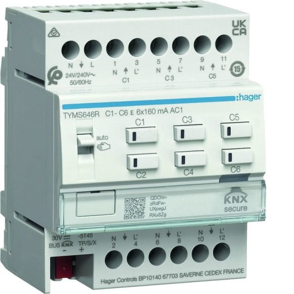 HAGER - KNX Heizungsaktor 6fach m. Regler für 24/230V Stellantriebe Triac REG
