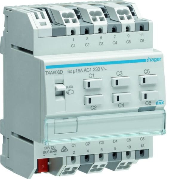 HAGER - KNX easy Schalt-/Jalousieaktor 6/3fach 16A C-Last REG