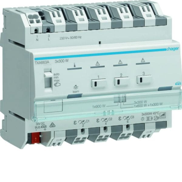 HAGER - KNX easy Univ.-/Dimmaktor 3fach 300 W REG