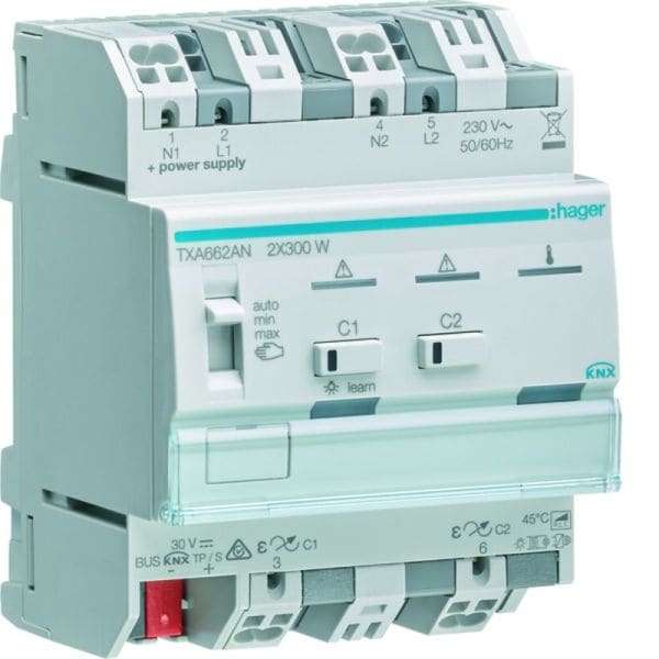 HAGER - KNX easy Univ.-/Dimmaktor 2fach 300 W REG