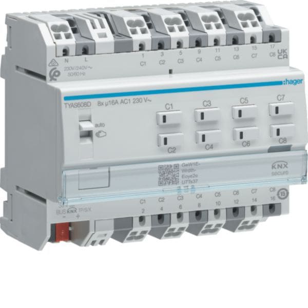 HAGER - KNX Schalt-/Jalousieaktor 8/4fach 16 A C-Last REG