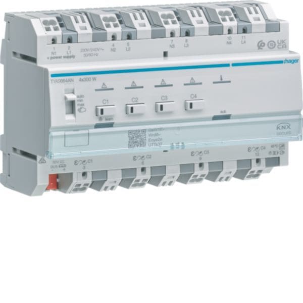 HAGER - KNX Universaldimmaktor 4fach 4x300W, ESL/LED, kombinierbar
