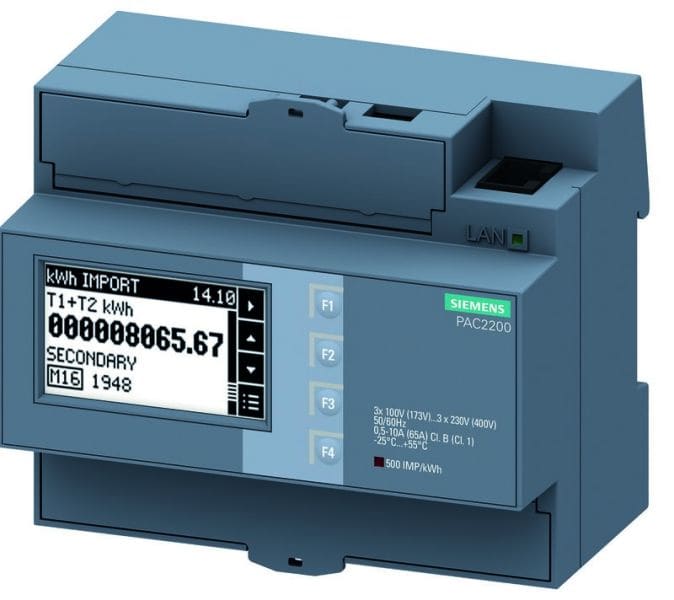 MENNEKES PV - SIEMENS Messgerät 3ph,400 V,65A Direktm. Modbus TCP+MID,Schein-/Wirk-/Blindenerg.