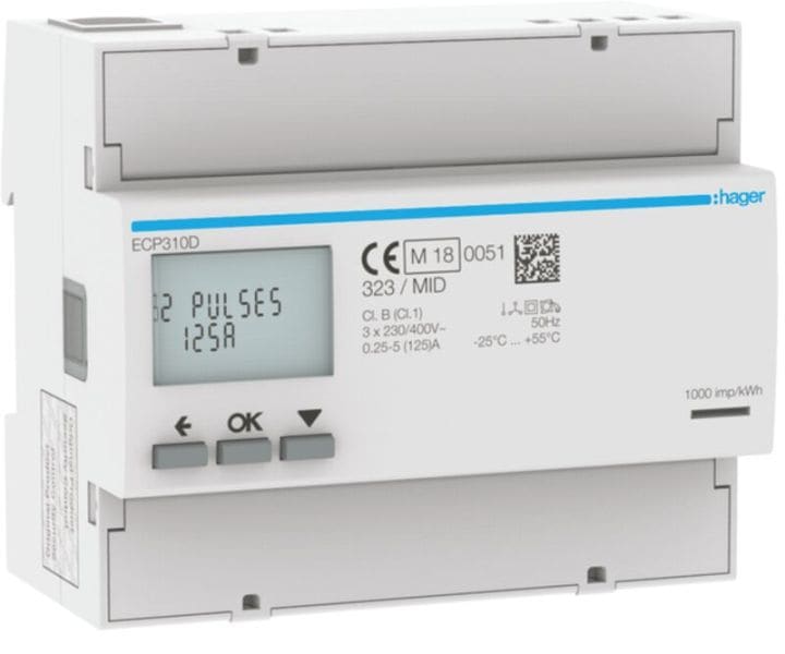 HAGER - Energiezähler 3phasig,direkt 125A, S0,MID