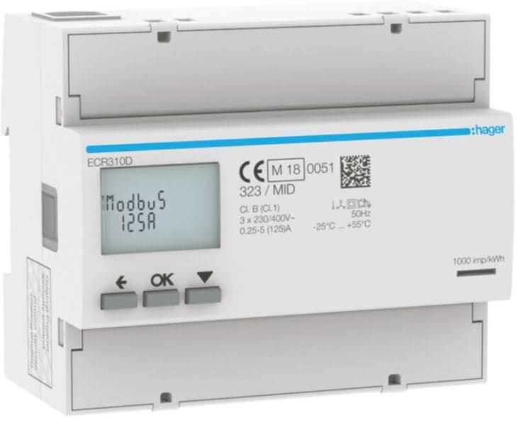 HAGER - Energiezähler 3ph,direkt 125A, MODBUS,MID