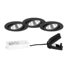 BRUMBERG - BB03 Einbaustr.set 3er rund, str. schwarz 230V 6W 3000K 38°