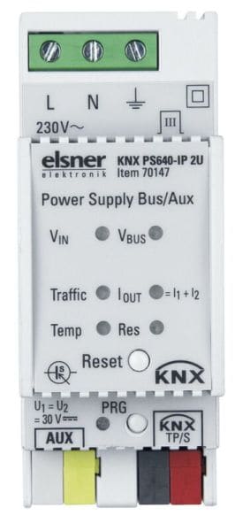 ELSNER - KNX Spannungsversorgung 640 mA mit Hilfsspannungsausgang 30 V DC REG