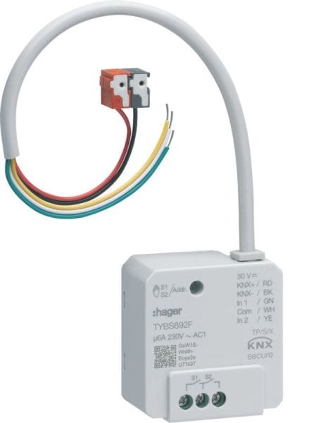 HAGER - KNX Schalt-/Jalousieausgang 2/1-fach +2Eingänge 6A, Up