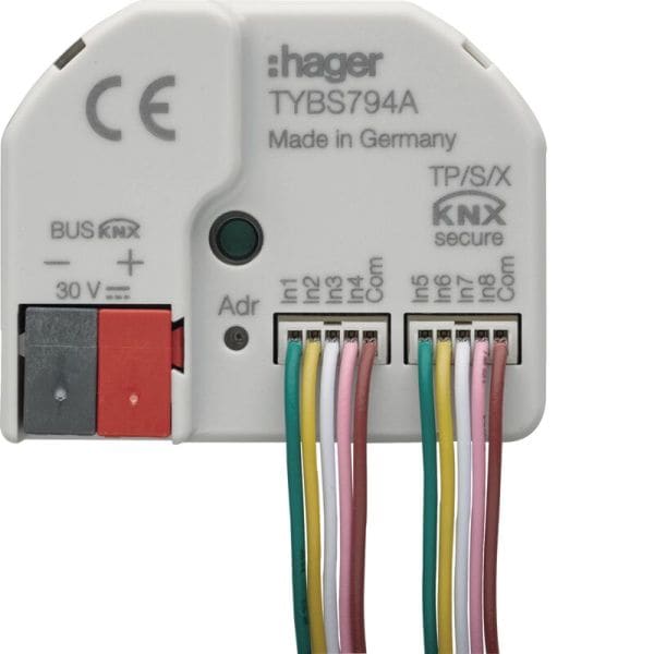 HAGER - Binäreingang 4fach + LED Ausgang KNX Secure,easy, Up