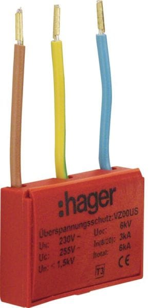 HAGER - Überspannungsschutz-Modul, univers.,Typ3,1,5K,akustisches Signal