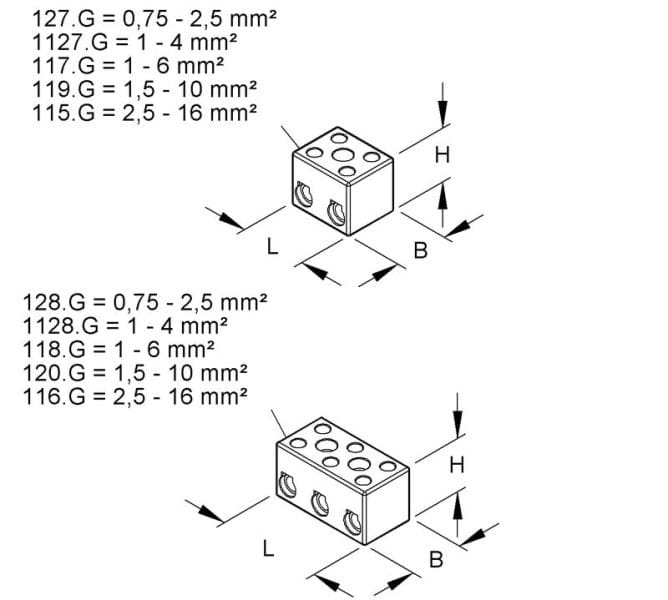 HKL - Anschlussklemme 3pol. Porzellan, Klemmbereich 1,0-4 mm²