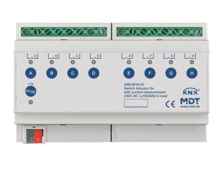 MDT - MDT KNX Schaltaktor C-Last 16/20A mit Strommessung 8-fach REG