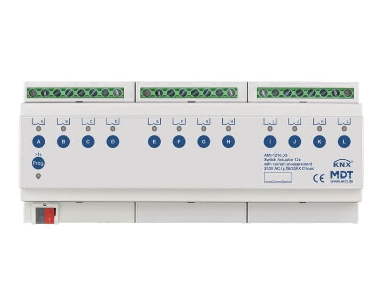 MDT - MDT KNX Schaltaktor C-Last 16/20A mit Strommessung 12-fach REG