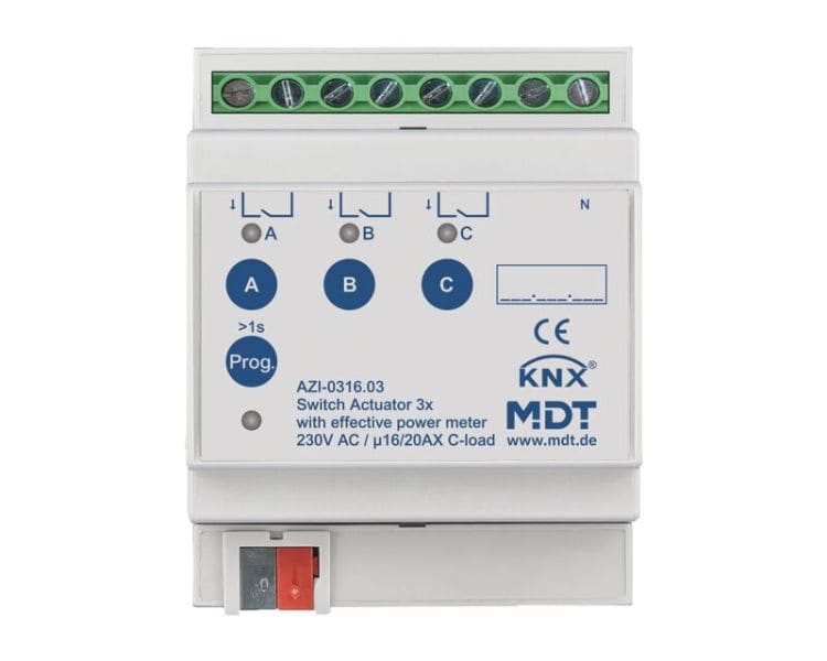 MDT - MDT KNX Schaltaktor 3-fach, 16/20A REG mit Wirkleistungszähler
