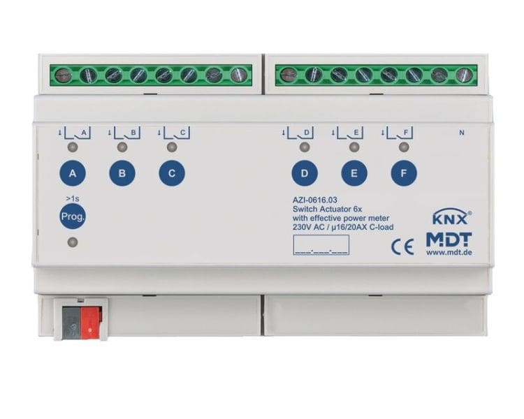 MDT - MDT KNX Schaltaktor 6-fach, 16/20A REG mit Wirkleistungszähler