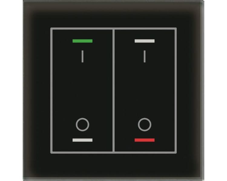 MDT - MDT KNX Glastaster II Light 2-fach RGBW, mit Temp., Glas schwarz, Schalten