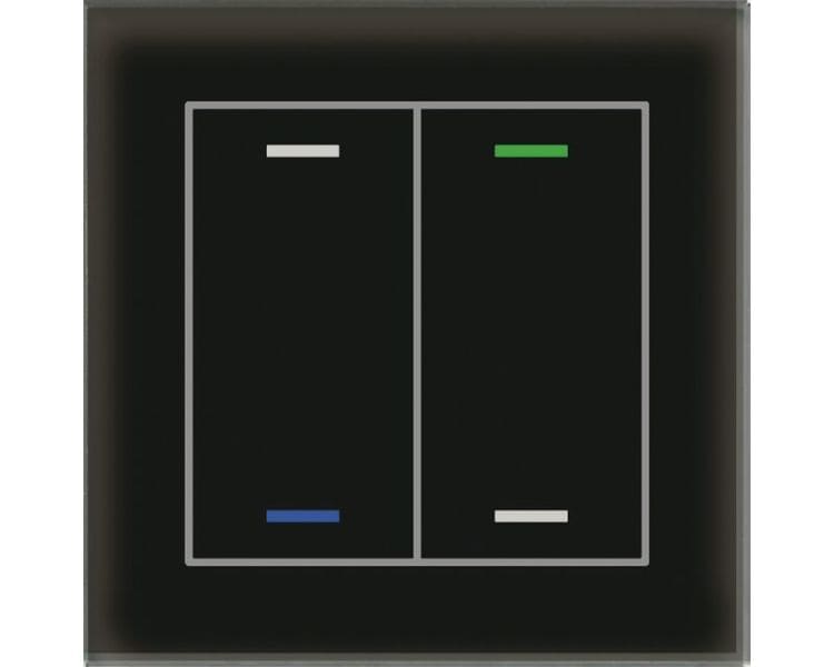 MDT - MDT KNX Glastaster II Light 2-fach RGBW, mit Temp., Glas schwarz, Neutral