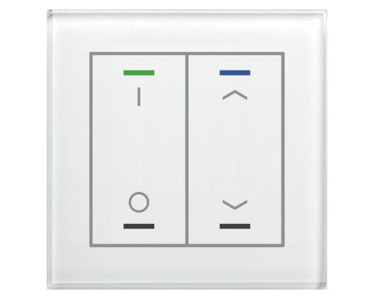MDT - MDT KNX Glastaster II Light 2-fach RGBW, mit Temp., Glas weiß, Sch./Jal.
