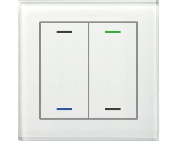 MDT - MDT KNX Glastaster II Light 2-fach RGBW, mit Temp., Glas weiß, Neutral