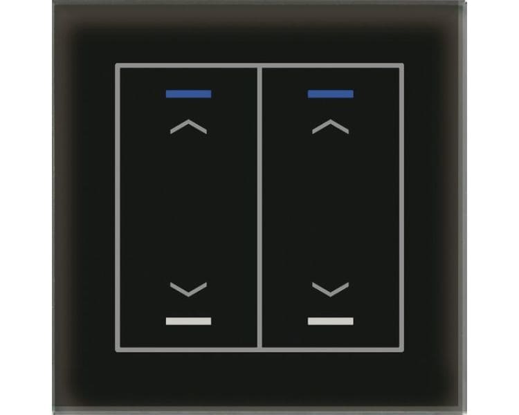 MDT - MDT KNX Glastaster II Light 2-fach RGBW, Glas schwarz, Jalousie