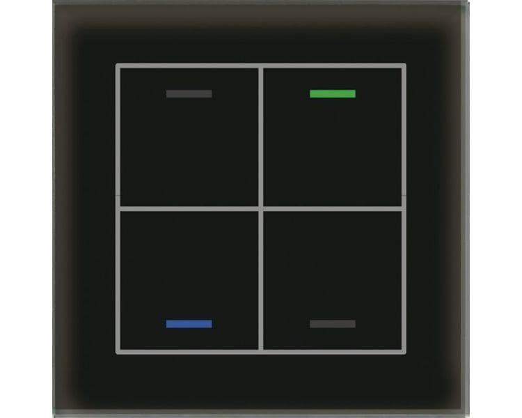 MDT - MDT KNX Glastaster II Light 4-fach schwarz Up