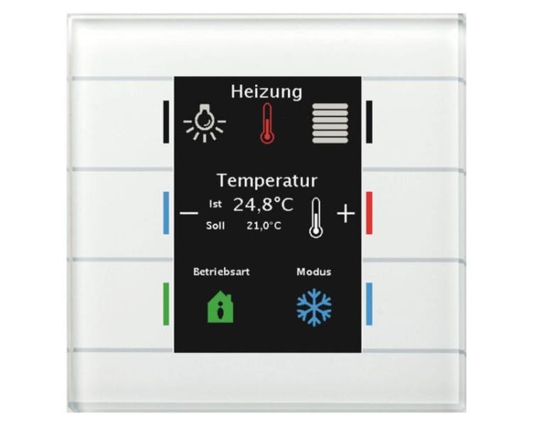 MDT - MDT KNX Glastaster mit Farbdisplay mit 6 Flächen und Temp.Sensor weiß
