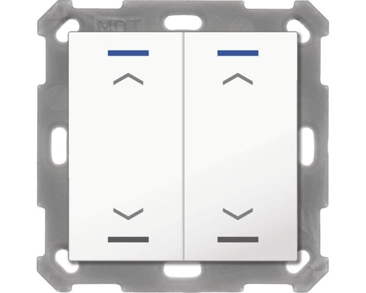 MDT - MDT KNX Taster Light 55x55mm 2fach, RGBW mit Temp., Reinweiß gl., Jalousie
