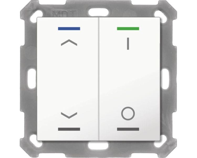 MDT - MDT KNX Taster Light 55 x 55 mm 2-fach RGBW, mit Temp., reinweiß gl., Jal./Sch.