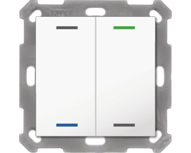 MDT - MDT KNX Taster Light 55 x 55 mm 2-fach RGBW, mit Temp., reinweiß gl., Neutral