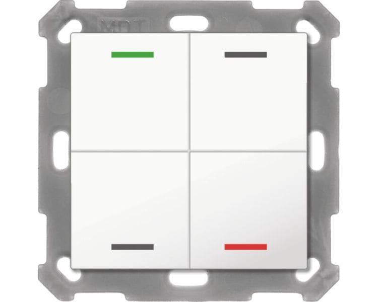 MDT - MDT KNX 55 x 55 mm Taster Light 4-fach neutral mit Temperatursensor reinweiß gl