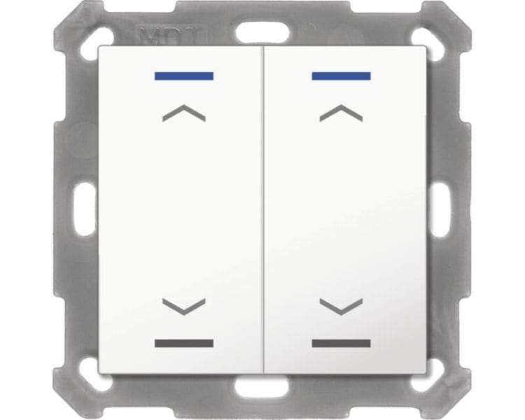 MDT - MDT KNX Taster Light 55 x 55 mm 2-fach RGBW, reinweiß glänzend, Jalousie
