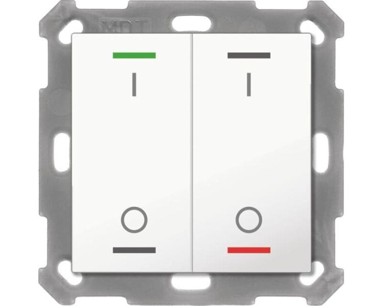 MDT - MDT KNX Taster Light 55 x 55 mm 2-fach RGBW, reinweiß glänzend, Schalten